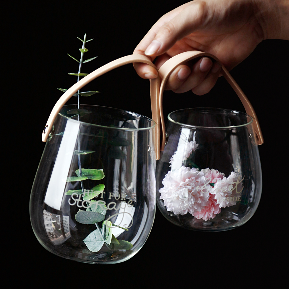 北欧手提绿萝创意字母摆件玻璃花盆