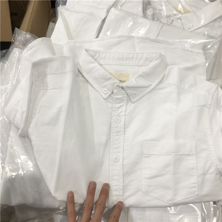 白色纯棉牛津纺长袖衬衫，文艺复古日系风情