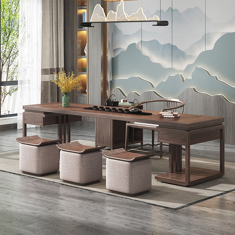 实木新中式茶桌椅组合定制，打造完美茶室空间