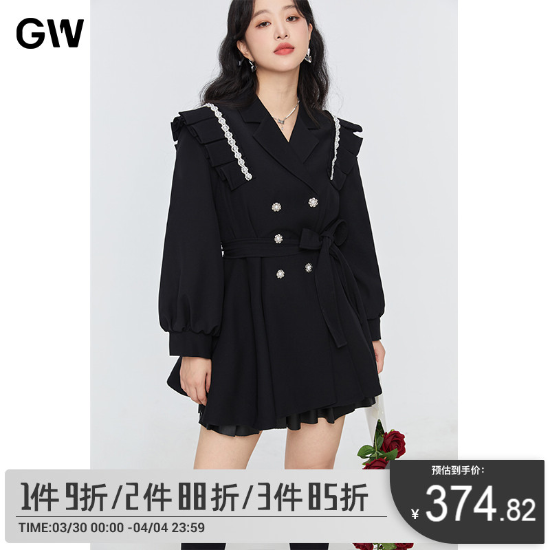 GW设计感气质风衣连衣裙，演绎大码名媛风范
