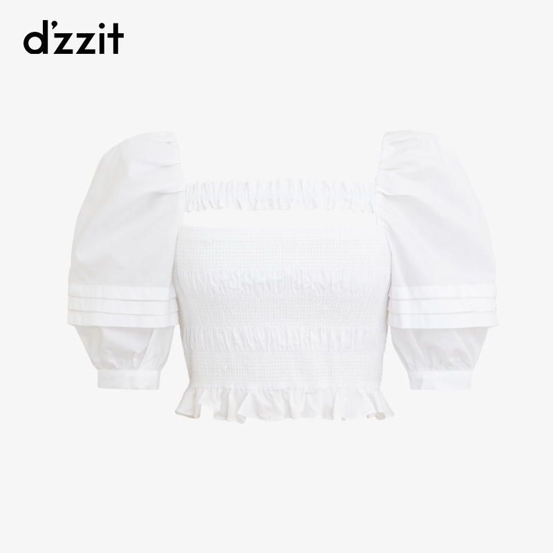 dzzit地素奥莱夏款白色中袖衬衫